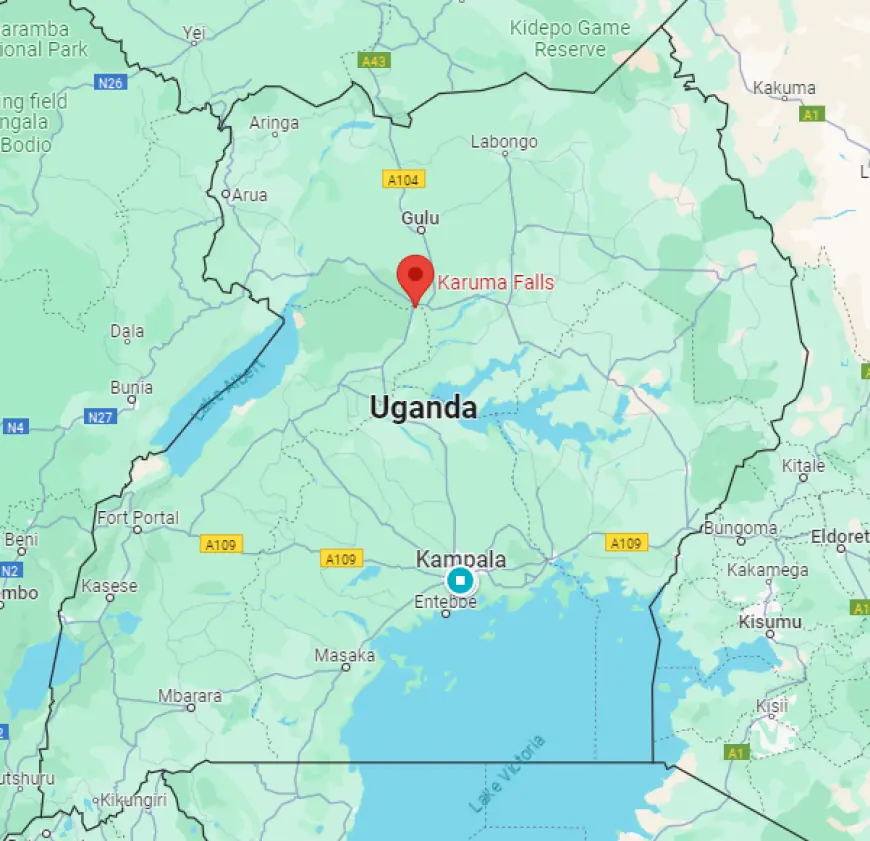 Location of karuma falls on the map of uganda